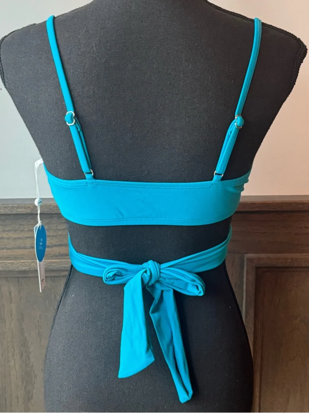 Cupshe Wrap Bikini Top - Turquoise Blue Medium NWT - Picture 4 of 6